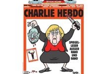 Charlie Hebdo разместил карикатуру на Меркель и Шульца