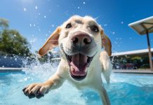 Некоторые открытые бассейны приглашают на купание с собаками