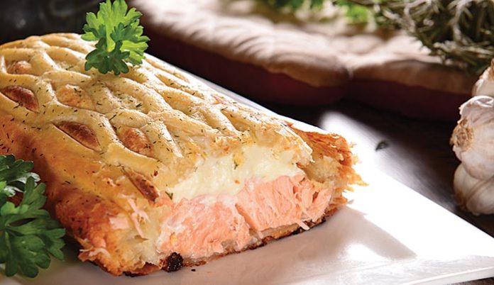 Pie with salmon