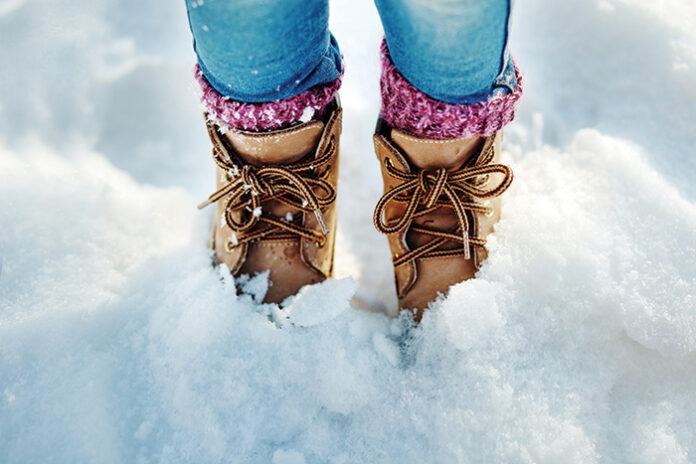 Boots in the snow, Girl boots walking snow weather