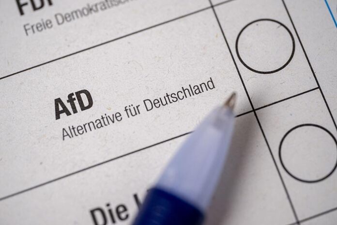ballot paper German federal elections, marking ballot for AfD pa
