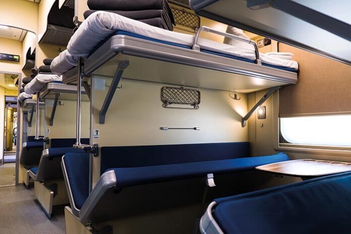 Interior of a modern long-distance train