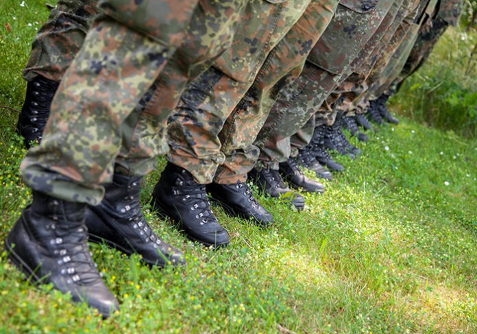 boots from german soldiers in a row
