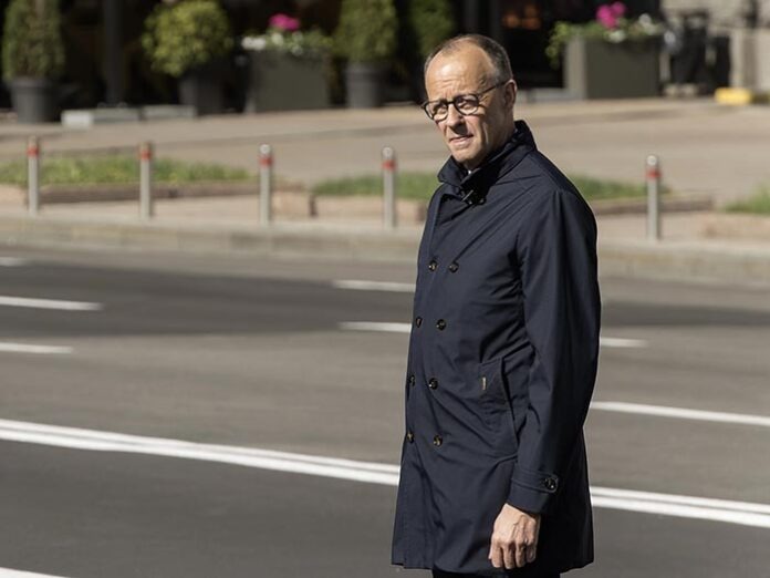 German Chancellor Friedrich Merz at Independence Square during a