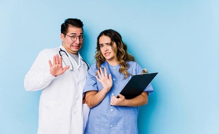 rejecting someone showing a gesture of disgust.