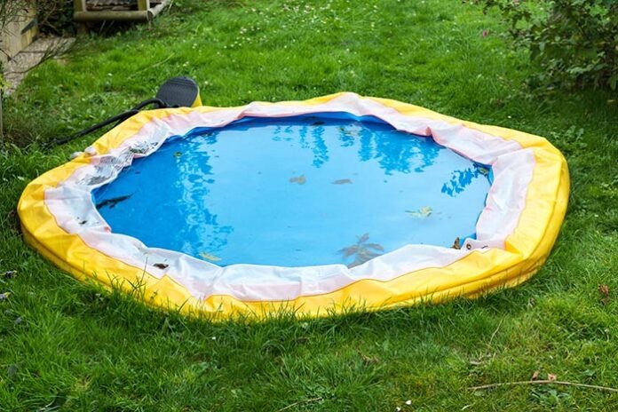 Little swimming pool deflated at the end of summer