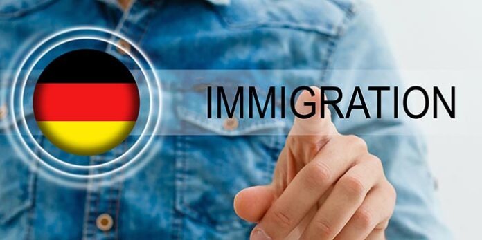 germany flag and virtual immigration button