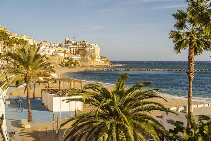 Beautiful view of Ceuta coastline with historic Fortress, Ceuta