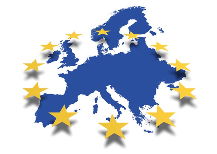 Europa *** Karte mit EU-Sternenbanner