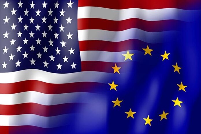 USA and European Union flags