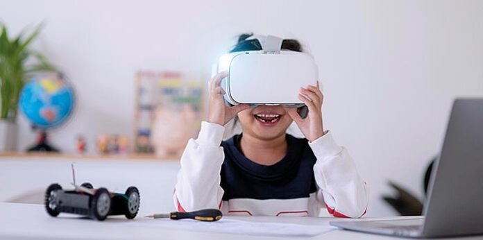 Asia students learn at home in coding robot cars and electronic
