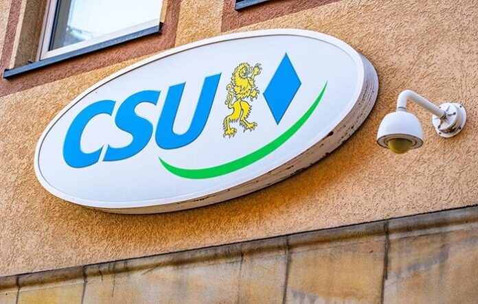 Nuremberg, Germany - October, 2019: CSU sign of Christlich Sozia